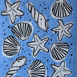 Swedish Dishcloth - Sea Shells, Blue