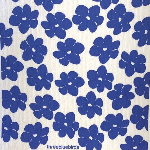 Swedish Dishcloth - Blue Poppies