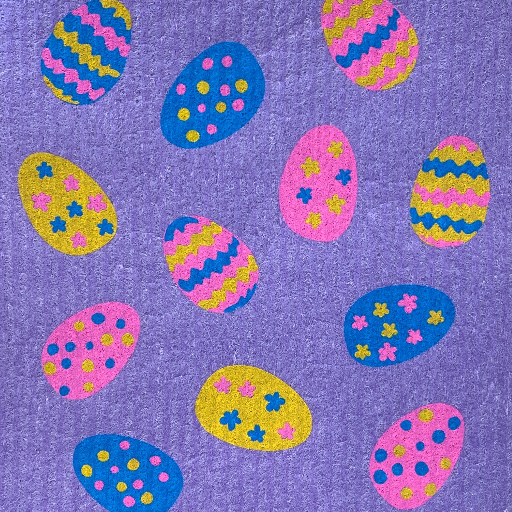 Swedish Dishcloth - Easter Eggs on Purple