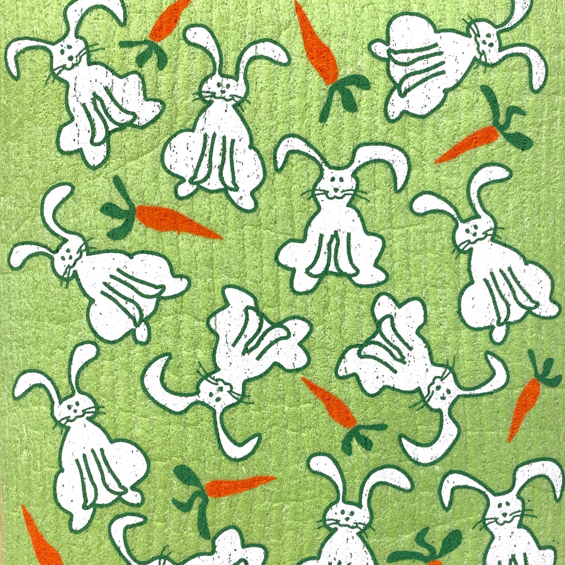 Swedish Dishcloth - Bunnies on Green