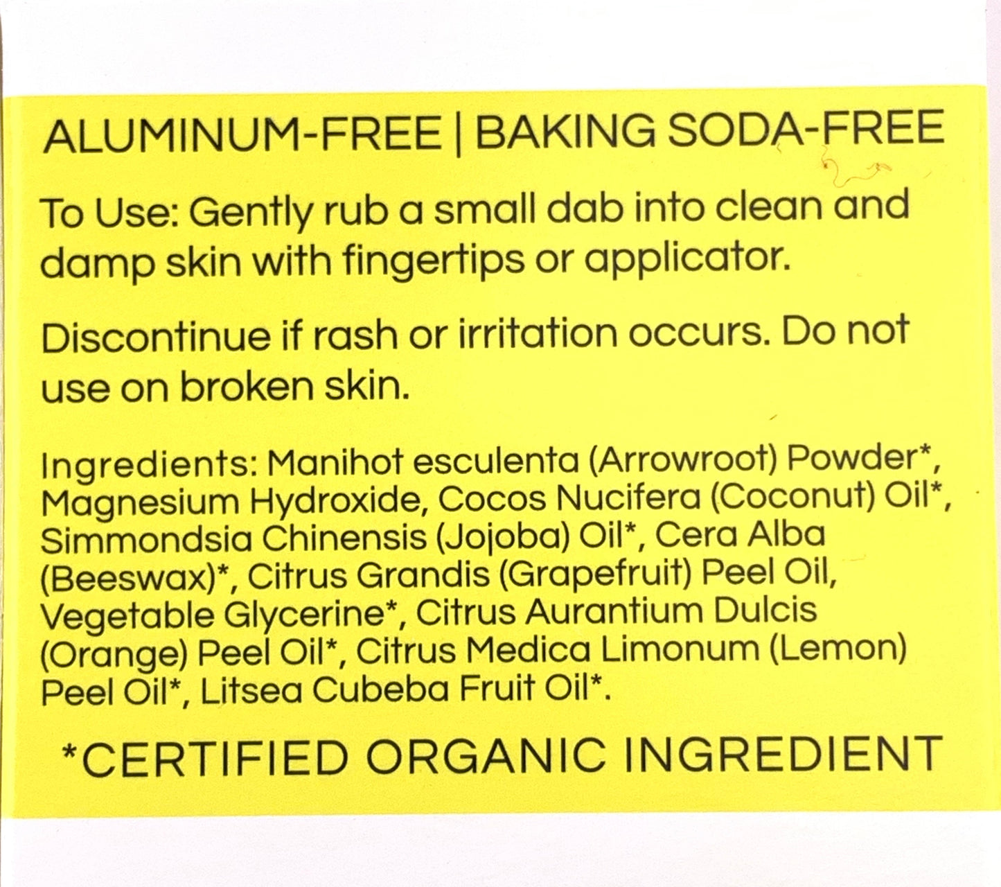 Deodorant Cream - Grapefruit Lemon