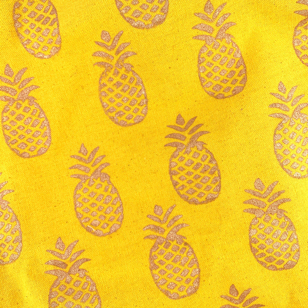 Block Print Pineapple Tote Bag