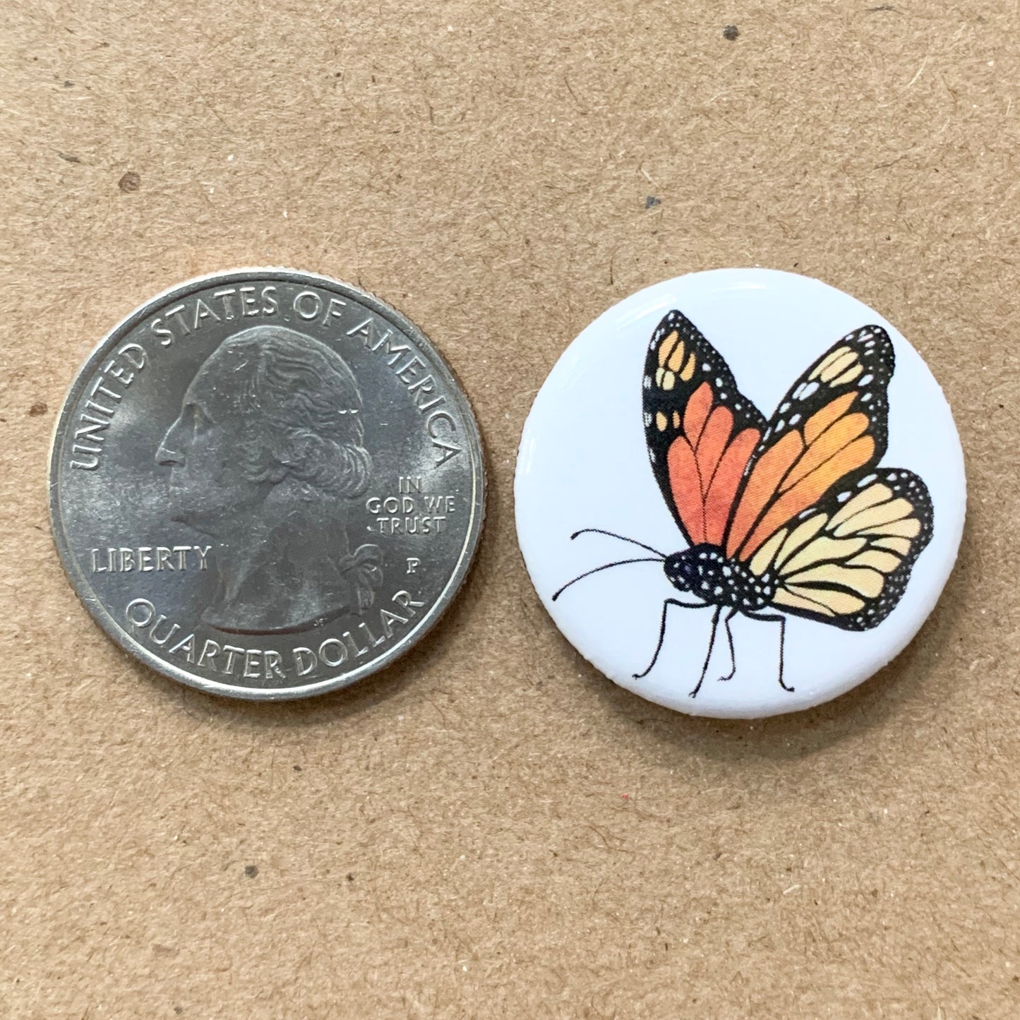 Monarch Butterfly Button Pin