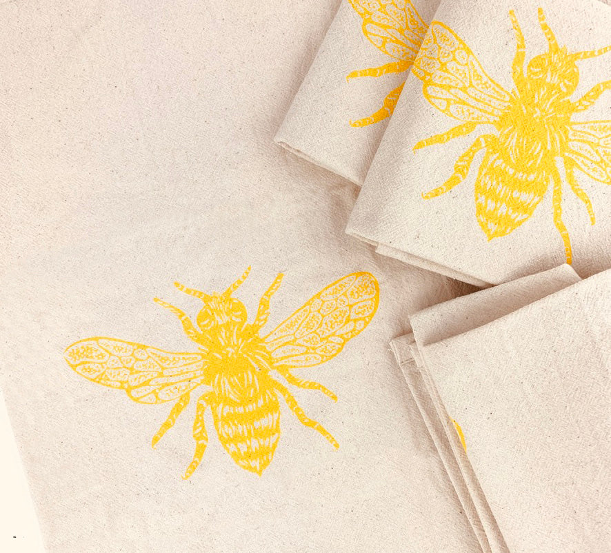 Organic Cotton Napkins - Bee Print