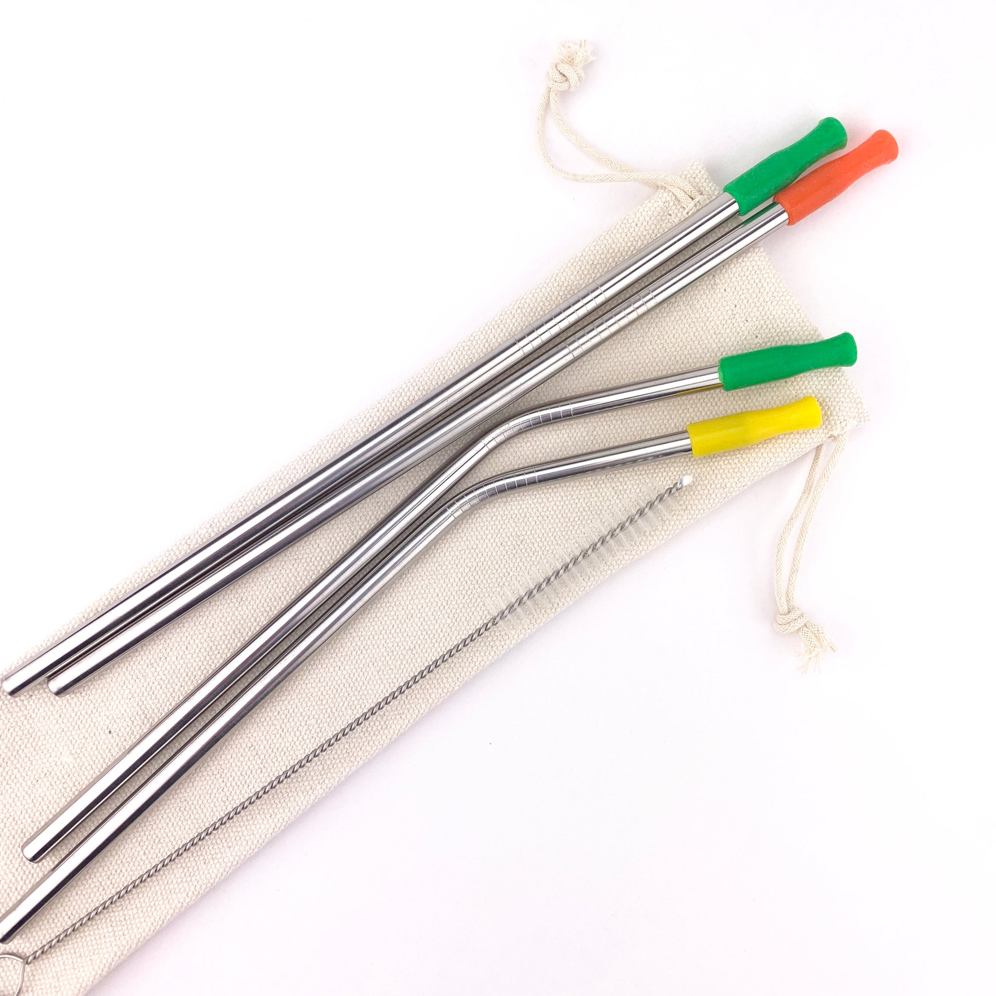 Stainless Steel Straw Set - With Silicone Tips