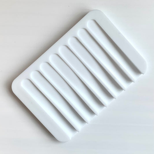 Silicone Waterfall Self-Draining Soap Dish - White