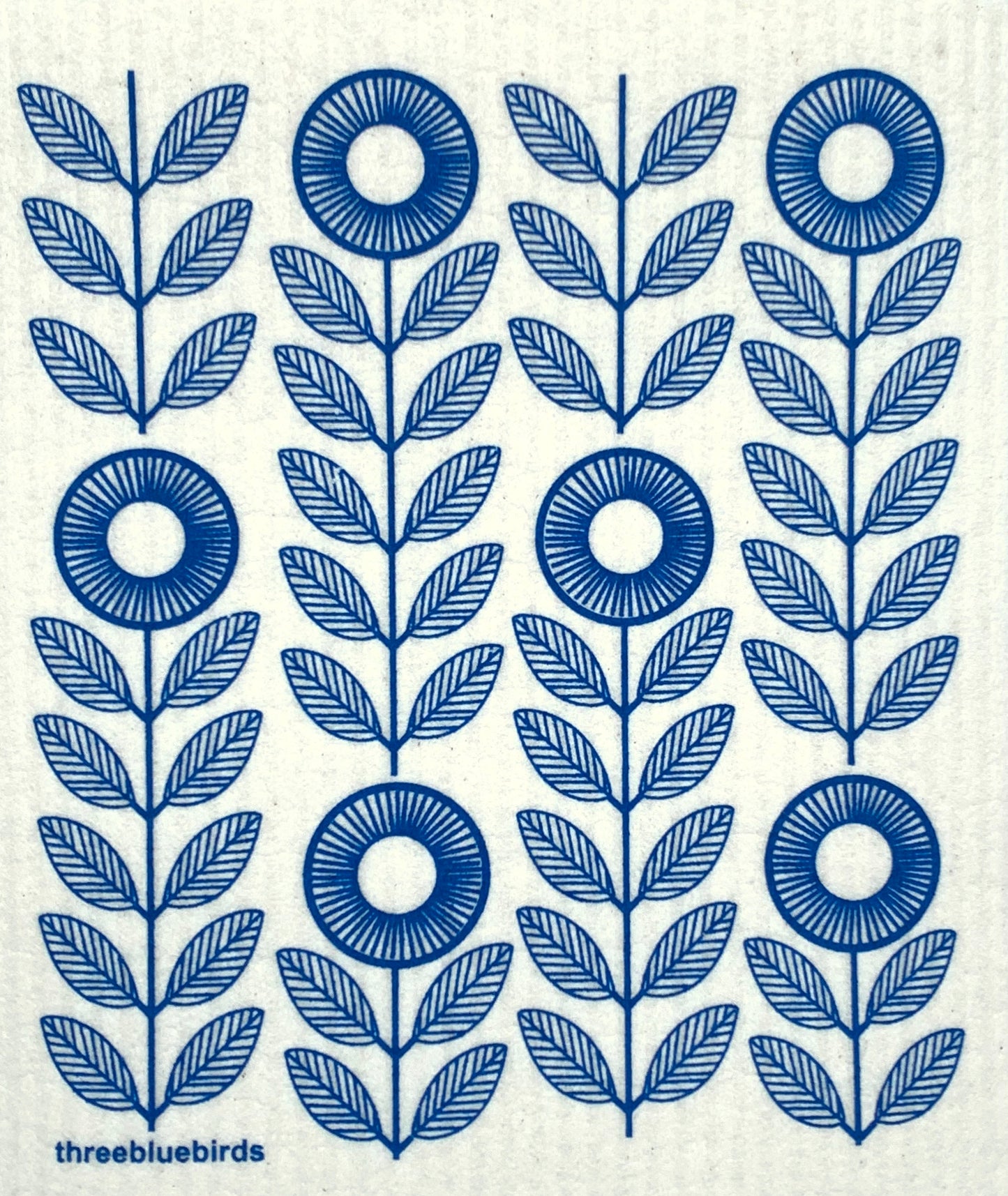 Swedish Dishcloth - Blue Sunflowers
