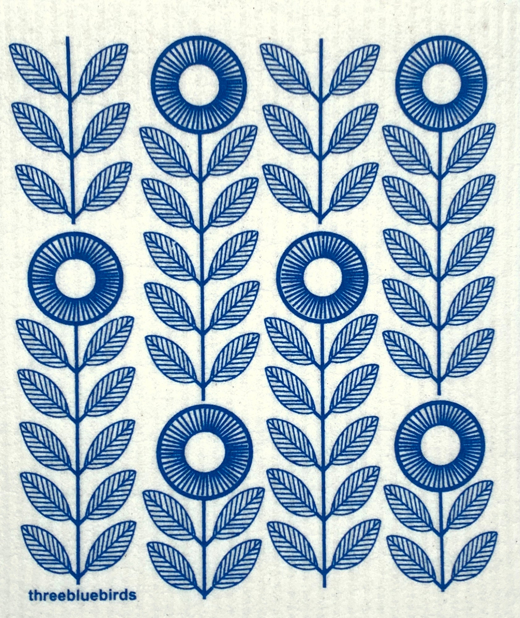 Swedish Dishcloth - Blue Sunflowers