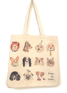 Tote Bag, Free to Love - Dogs